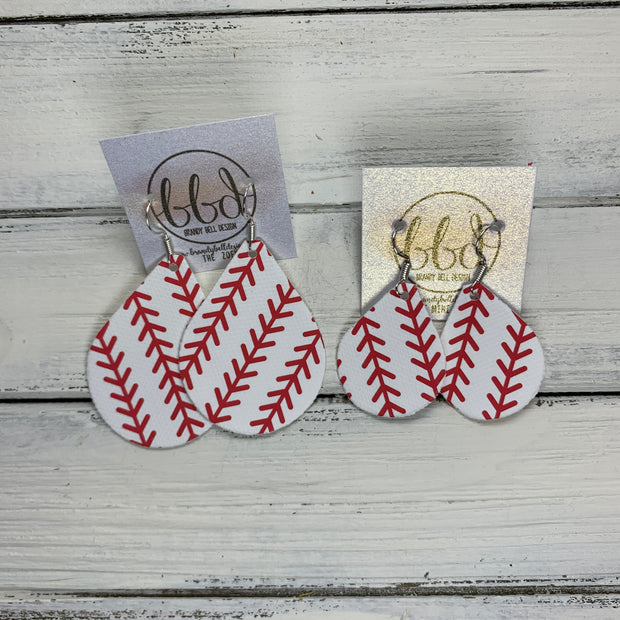 ZOEY (3 sizes available!) -  Leather Earrings  ||   BASEBALL THREADS (NOT REAL LEATHER)