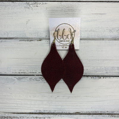 MAE - Leather Earrings  ||  DISTRESSED MERLOT