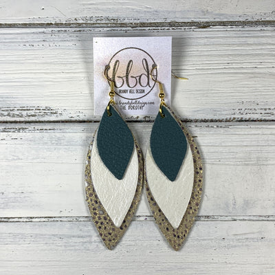 DOROTHY - Leather Earrings  ||  <BR> MATTE SPRUCE GREEN, <BR> PEARL WHITE, <BR> IVORY STINGRAY