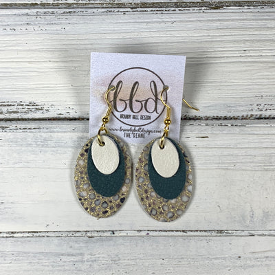 DIANE - Leather Earrings  ||    <BR> PEARL WHITE, <BR> MATTE SPRUCE GREEN, <BR> IVORY STINGRAY