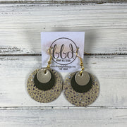 GRAY - Leather Earrings  ||    <BR> METALLIC CHAMPAGNE, <BR> MATTE OLIVE,  <BR> IVORY STINGRAY
