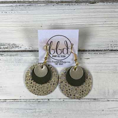 GRAY - Leather Earrings  ||    <BR> METALLIC CHAMPAGNE, <BR> MATTE OLIVE,  <BR> IVORY STINGRAY