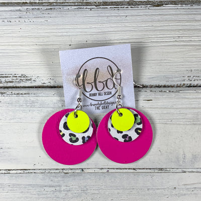 GRAY - Leather Earrings  ||    <BR> MATTE NEON YELLOW, <BR> PASTEL CHEETAH,  <BR> MATTE NEON PINK