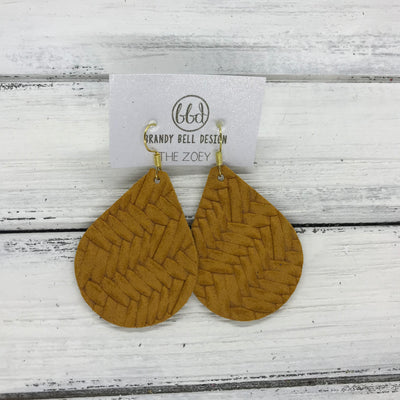 ZOEY (3 sizes available!) -  Leather Earrings  ||   MUSTARD YELLOW BRAIDED