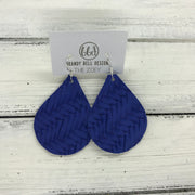 ZOEY (3 sizes available!) -  Leather Earrings  ||  BRIGHT COBALT BLUE BRAIDED