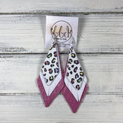COLLEEN -  Leather Earrings  ||   <BR>PASTEL CHEETAH, <BR> MATTE WHITE, <BR> SHIMMER PINK