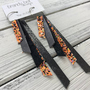 AUDREY - Leather Earrings  ||   BRIGHT ORANGE GLITTER, PEARLIZED GRAY, SHIMMER BLACK, BRIGHT ORANGE GLITTER, SHIMMER PEWTER