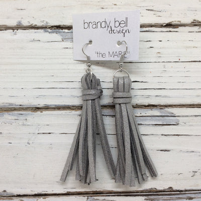 MARIE - Faux Suede Tassel Earrings  ||  SPARKLE SILVER