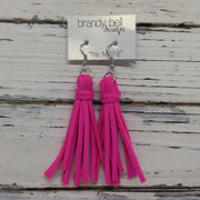 MARIE - Faux Suede Tassel Earrings  ||  NEON PINK