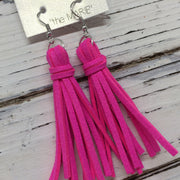 MARIE - Faux Suede Tassel Earrings  ||  NEON PINK