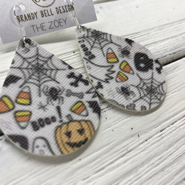 ZOEY (3 sizes available!) -  Leather Earrings  ||   HALLOWEEN PRINT (FAUX LEATHER) *pattern placement will vary!*