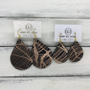 ZOEY (3 sizes available!) -  Leather Earrings  ||  METALLIC ROSE GOLD ON BLACK WEBS