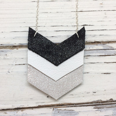 EMERSON - Leather Necklace  || SHIMER BLACK, WHITE, SHIMMER SILVER