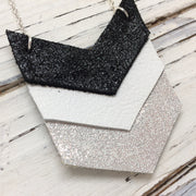 EMERSON - Leather Necklace  || SHIMER BLACK, WHITE, SHIMMER SILVER