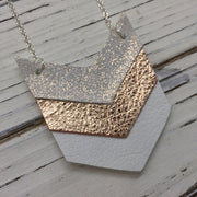 EMERSON - Leather Necklace  || SHIMER ROSE GOLD, METALLIC COPPER TEXTURE, MATTE WHITE