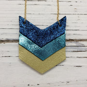 EMERSON - Leather Necklace  || SHIMER BLUE, METALLIC TEAL, PEARLIZED DISTRESSED OCHRE