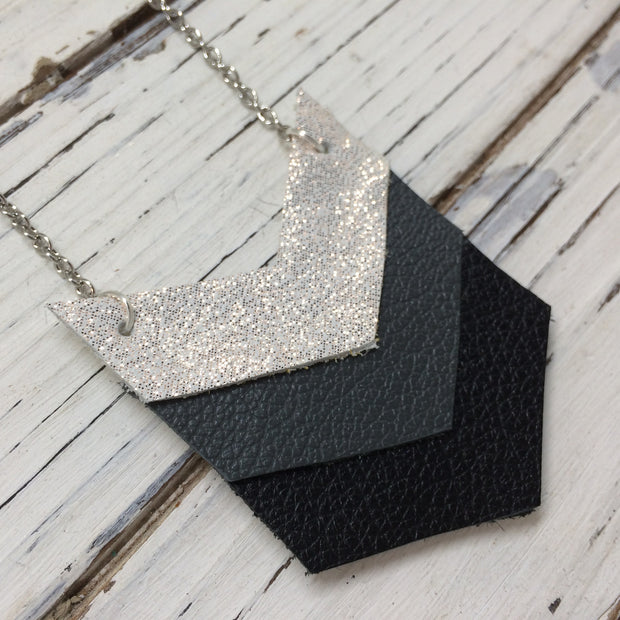 EMERSON - Leather Necklace  || SHIMMER SILVER, MATTE DARK GRAY, MATTE BLACK