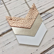 EMERSON - Leather Necklace  || METALLIC ROSE GOLD/COPPER TEXTURE, METALLIC CHAMPAGNE, WHITE