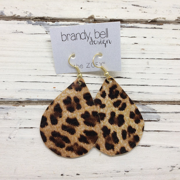 ZOEY (3 sizes available!) - Leather Earrings  ||  LEOPARD / CHEETAH ANIMAL  PRINT