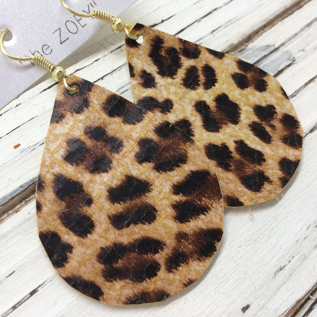 ZOEY (3 sizes available!) - Leather Earrings  ||  LEOPARD / CHEETAH ANIMAL  PRINT