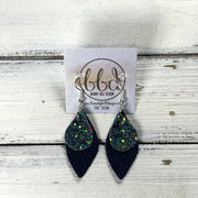 JEAN -  Leather Earrings  ||  FOREST GLITTER (FAUX LEATHER), <BR> MATTE NAVY BLUE*