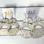 OLIVIA -  Leather Earrings  ||  *2 SIZES!* <BR> *CORK* CHUNKY GOLD GLITTER (choose "U" or "N" shape)