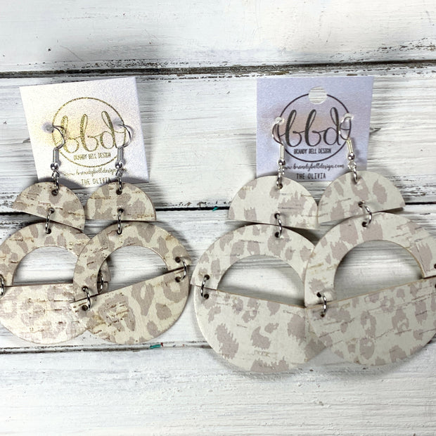 OLIVIA -  Leather Earrings  ||  *2 SIZES!* <BR> *CORK* CHUNKY GOLD GLITTER (choose "U" or "N" shape)