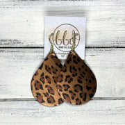 ZOEY (3 sizes available!) -  Leather Earrings  ||   METALLIC LEOPARD ON COPPER