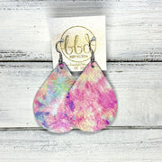 ZOEY (3 sizes available!) -  Leather Earrings  ||   PINK TIE-DYE