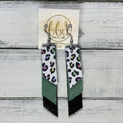 CODY - Leather Earrings  || <BR> PASTEL CHEETAH, <BR>SHIMMER MINT, <BR> SHIMMER BLACK