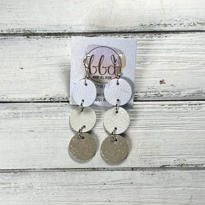 DAISY -  Leather Earrings  ||   <BR> MATTE WHITE, <BR> PEARL WHITE, <BR> SHIMMER CHAMPAGNE