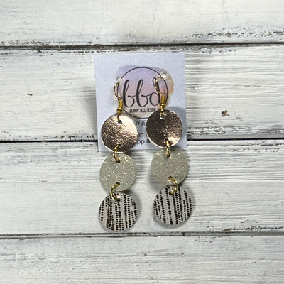 DAISY -  Leather Earrings  ||   <BR> METALLIC ROSE GOLD SMOOTH, <BR> SHIMMER GOLD, <BR> ROSE GOLD SANDS