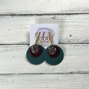 GRAY -  Leather Earrings  ||   <BR> GUMDROPS & LOLLIPOPS GLITTER (FAUX LEATHER), <BR> METALLIC BURGUNDY SMOOTH, <BR> MATTE DARK TEAL