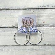 JULIA - Leather Earrings OR Necklace ||   VINTAGE BLUE & WHITE CHINA (* 3 options available)