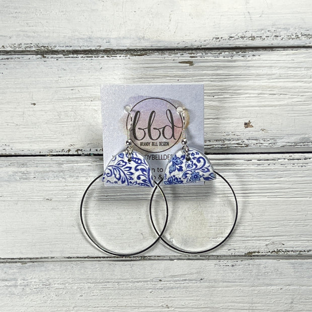 JULIA - Leather Earrings OR Necklace ||   VINTAGE BLUE & WHITE CHINA (* 3 options available)