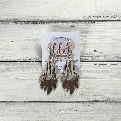 GNOME -  Leather Earrings  ||   <BR> ROSE GOLD SANDS, <BR> METALLIC ROSE GOLD SMOOTH