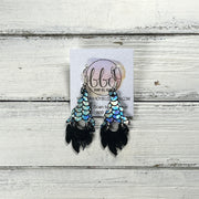 GNOME -  Leather Earrings  ||   <BR> ANTIQUE MERMAID, <BR> METALLIC BLACK SMOOTH