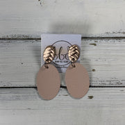 BELLA -  Leather Earrings ON POST  ||  METALLIC ROSE GOLD BRAID, <BR> MATTE BLUSH PINK