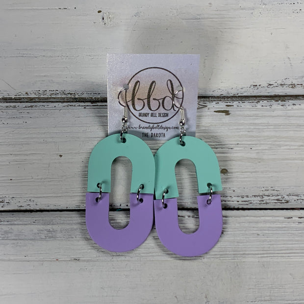 DAKOTA -  Leather Earrings  ||  MATTE AQUA MINT SMOOTH, <BR> MATTE LILAC SMOOTH