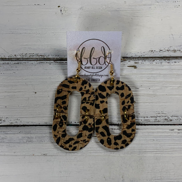 DAKOTA -  Leather Earrings  ||  NATURAL CHEETAH PRINT (ON CORK)