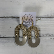 DAKOTA -  Leather Earrings  ||  METALLIC CHAMPAGNE ANIMAL PRINT, <BR> METALLIC CHAMPAGNE SMOOTH