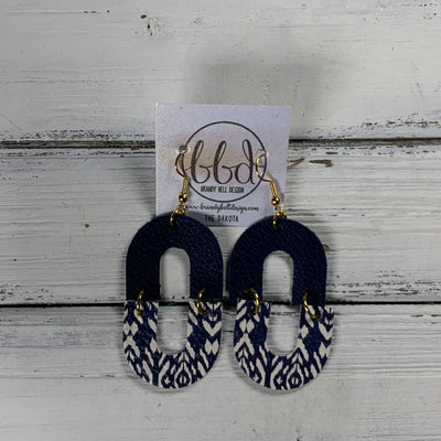 DAKOTA -  Leather Earrings  ||   MATTE NAVY BLUE*, <BR> NAVY SHIBORI