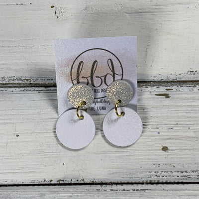 LUNA -  Leather Earrings ON POST  ||  SHIMMER ROSE GOLD, <BR>  MATTE WHITE