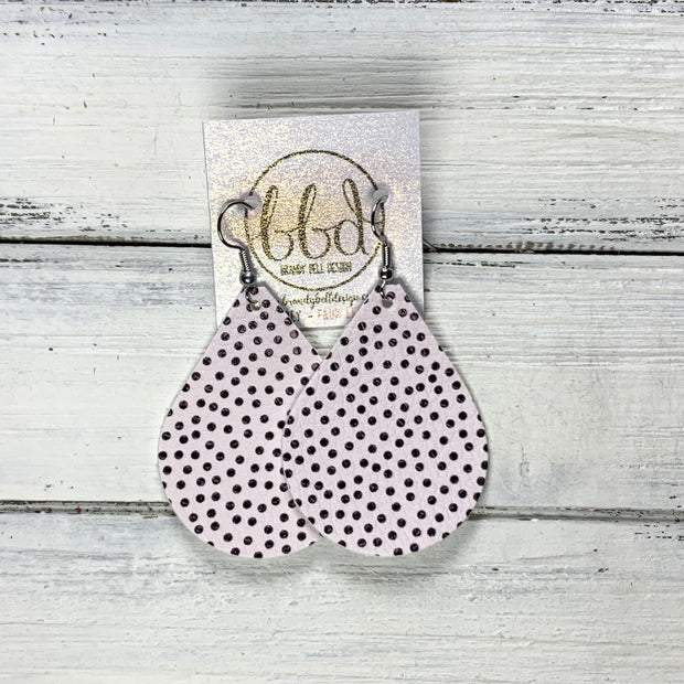 ZOEY (3 sizes available!) -  Leather Earrings  ||  WHITE WITH MINI POLKADOTS (FAUX LEATHER)