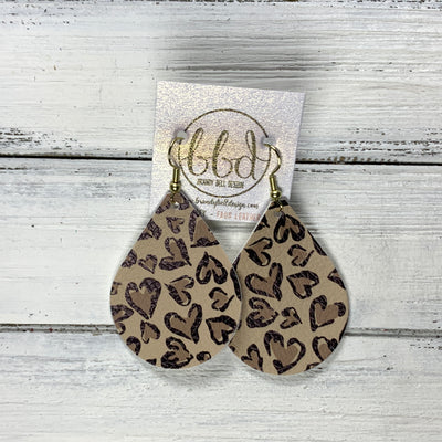 ZOEY (3 sizes available!) -  Leather Earrings  ||  CHEETAH PRINT HEARTS (FAUX LEATHER)