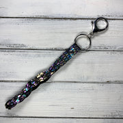 BRAIDED KEYCHAIN - Leather Braided Keychain  ||  METALLIC ANTIQUE MERMAID  (SILVER)