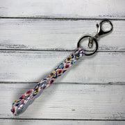 BRAIDED KEYCHAIN - Leather Braided Keychain  ||  MULTICOLOR IKAT PRINT