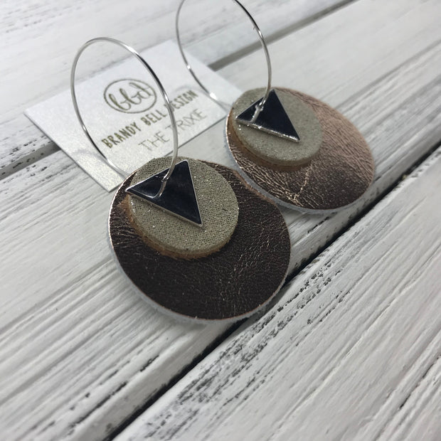 TRIXIE - Leather Earrings  ||    <BR> SILVER TRIANGLE, <BR> SHIMMER GOLD,  <BR> METALLIC ROSE GOLD SMOOTH