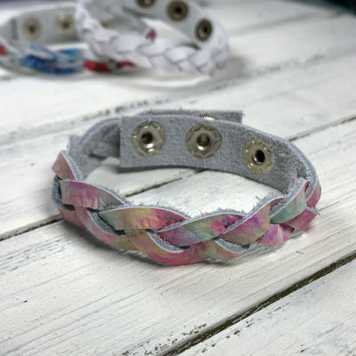 LENNON - MYSTERY BRAID BRACELET - handmade by Brandy Bell Design ||  <BR> PINK TIE DYE