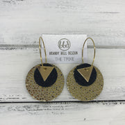 TRIXIE - Leather Earrings  ||    <BR> GOLD TRIANGLE, <BR> SHIMMER BLACK,  <BR> METALLIC GOLD DRIPS